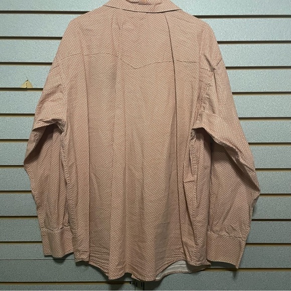 Walls XL Men’s Long Sleeve Pearl Snap Western Work Shirt Orange White - Picture 2 of 6